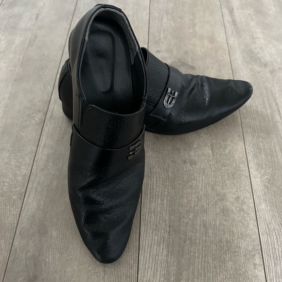Mochi Men’s Black Leather Dress Slip On Shoes Moccasins size 42 (9) main image 5